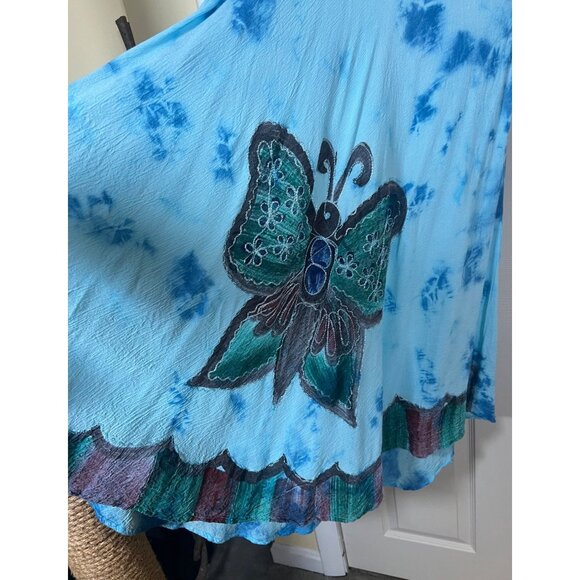 Bohemian Women's Tie-Dye Butterfly Print Boho Hippie Dress Fair Trade OS - Picture 3 of 8